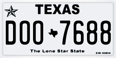 TX license plate DOO7688