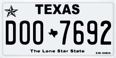 TX license plate DOO7692