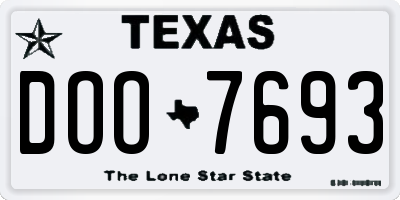 TX license plate DOO7693