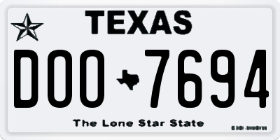 TX license plate DOO7694