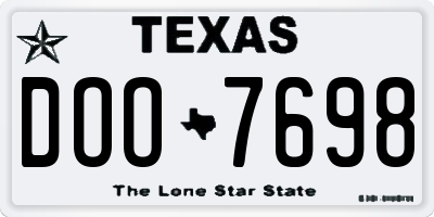 TX license plate DOO7698