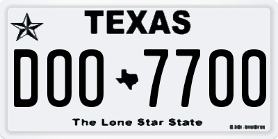 TX license plate DOO7700