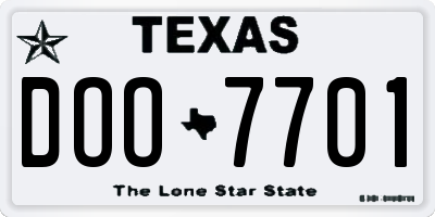 TX license plate DOO7701