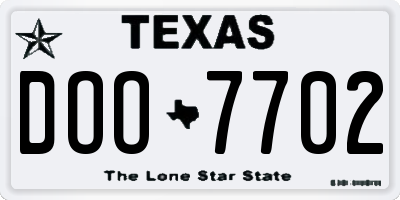 TX license plate DOO7702