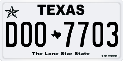TX license plate DOO7703