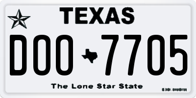 TX license plate DOO7705