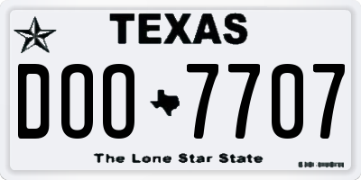 TX license plate DOO7707