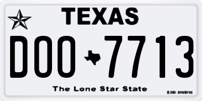 TX license plate DOO7713