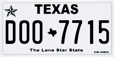 TX license plate DOO7715