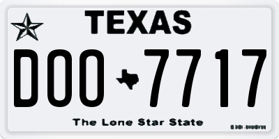TX license plate DOO7717