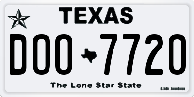TX license plate DOO7720