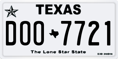 TX license plate DOO7721