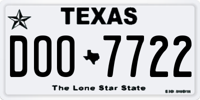 TX license plate DOO7722