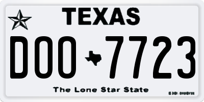 TX license plate DOO7723
