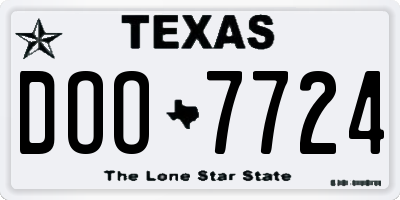 TX license plate DOO7724