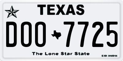 TX license plate DOO7725