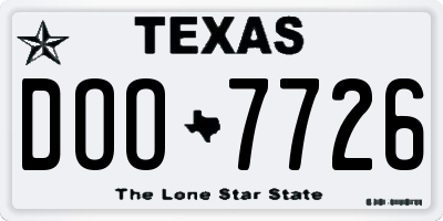 TX license plate DOO7726