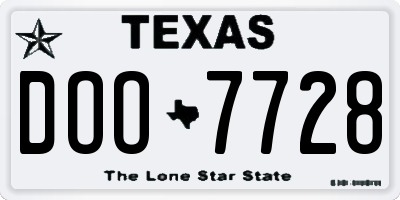 TX license plate DOO7728