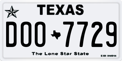 TX license plate DOO7729