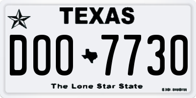 TX license plate DOO7730