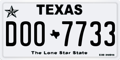 TX license plate DOO7733