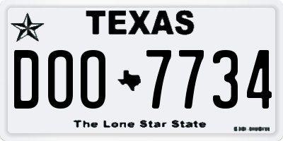 TX license plate DOO7734