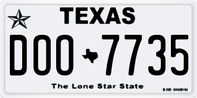 TX license plate DOO7735