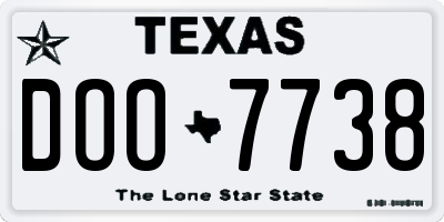 TX license plate DOO7738