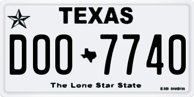 TX license plate DOO7740