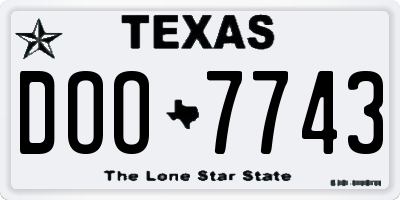 TX license plate DOO7743