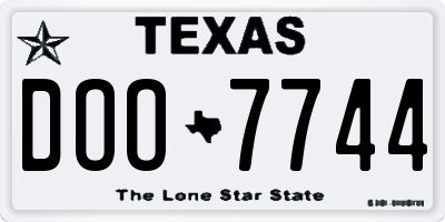 TX license plate DOO7744