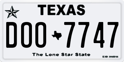 TX license plate DOO7747