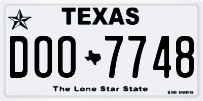 TX license plate DOO7748