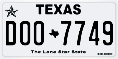 TX license plate DOO7749