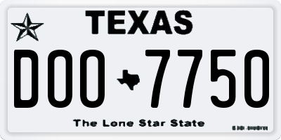 TX license plate DOO7750