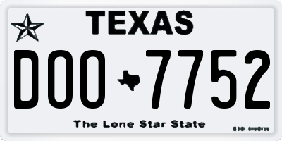 TX license plate DOO7752