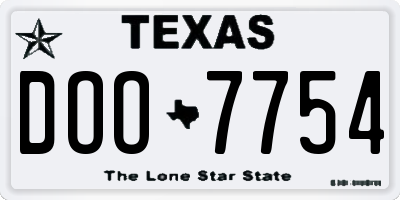 TX license plate DOO7754