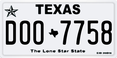 TX license plate DOO7758