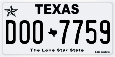 TX license plate DOO7759