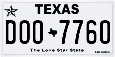 TX license plate DOO7760