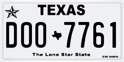 TX license plate DOO7761