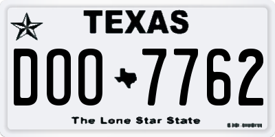 TX license plate DOO7762