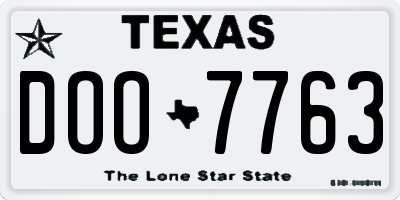 TX license plate DOO7763
