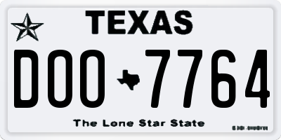 TX license plate DOO7764