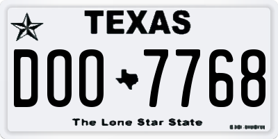 TX license plate DOO7768
