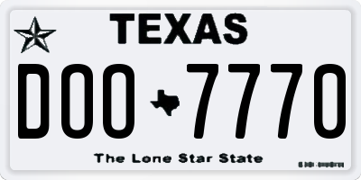 TX license plate DOO7770