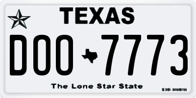 TX license plate DOO7773