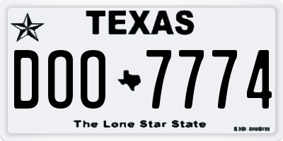 TX license plate DOO7774