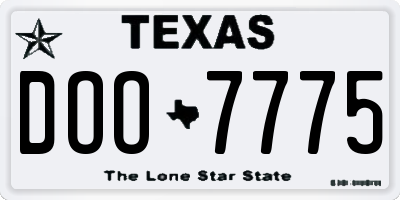 TX license plate DOO7775
