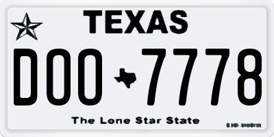 TX license plate DOO7778